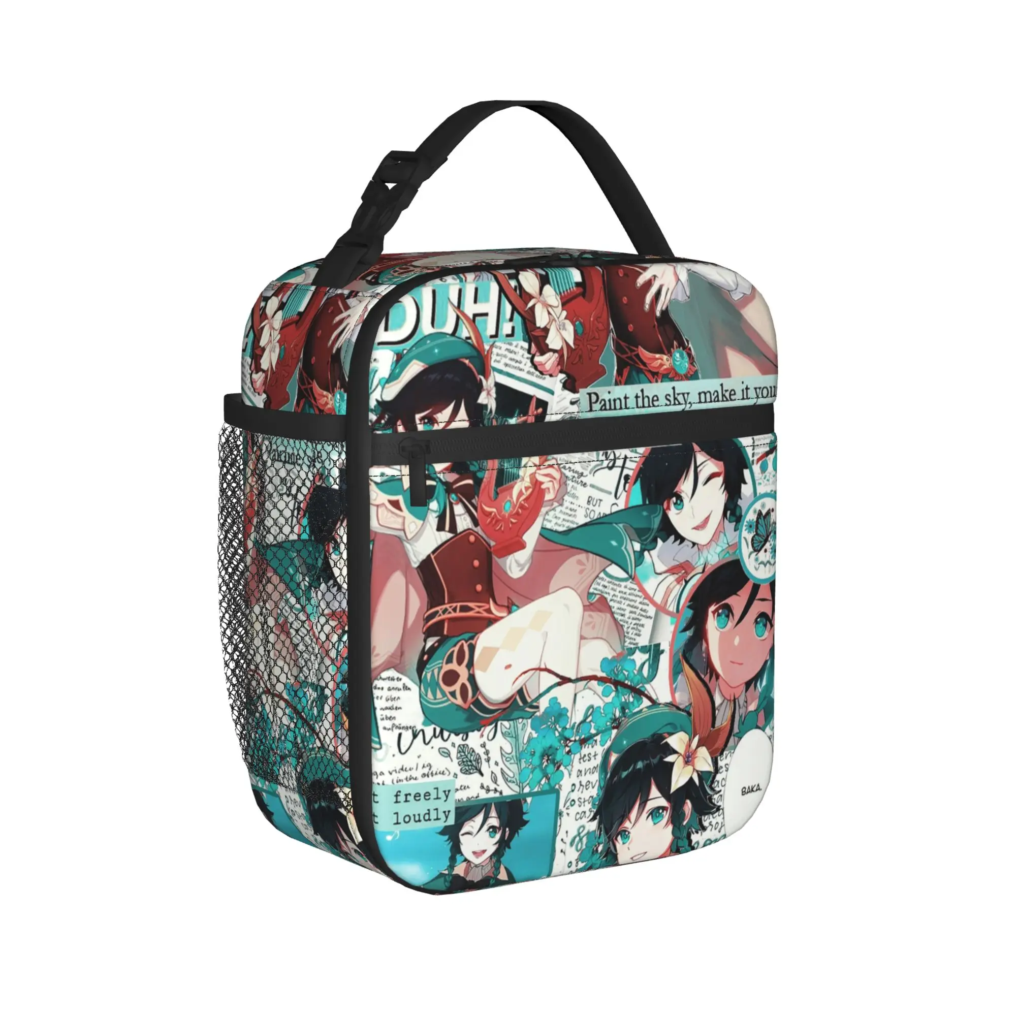 Genshin Impact Venti Insulated Lunch Bags Cooler Bag Meal Container Barbatos Leakproof Tote Lunch Box Men Women College Picnic