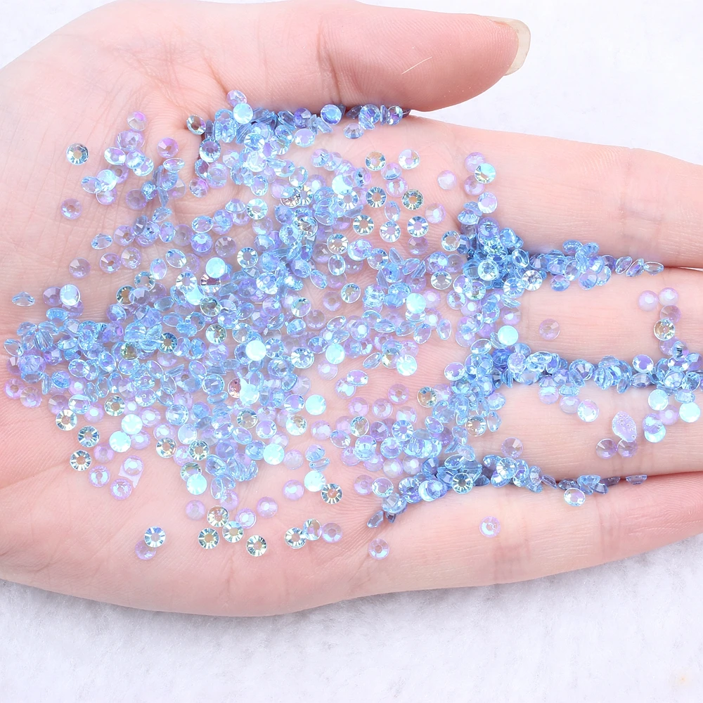 Hot Sale Aurora AB Color 100000pcs 3mm 3D Nail Gems Flatback Round Glue On Stones Resin Rhinestones For DIY Garment Decorations