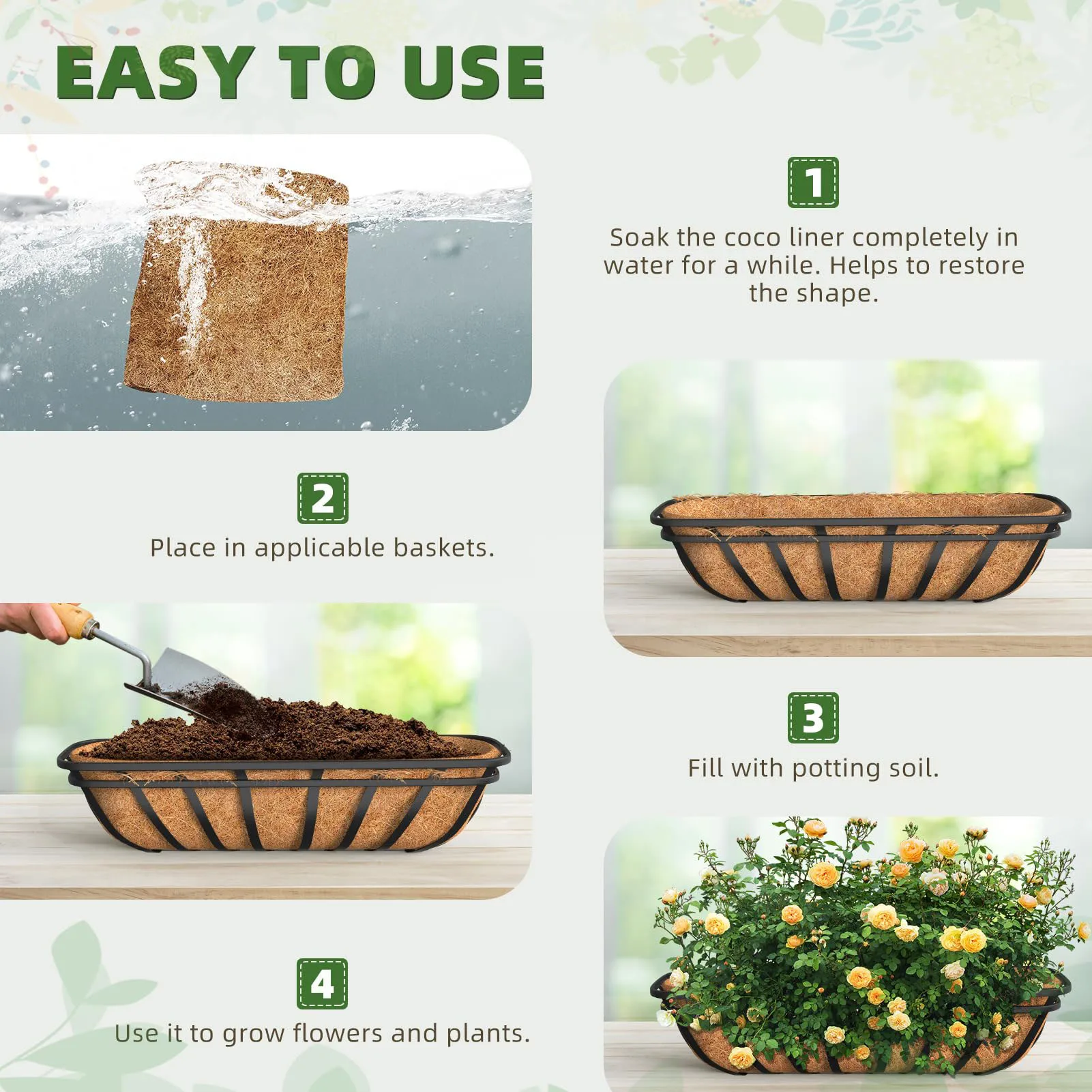 

34/30/36inch Flower Basket Mat Coconut Fiber Flower Basket Mat Garden Greenhouse Planting Tools Practical Gardening Accessories