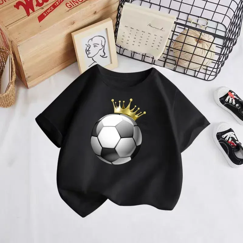 Champions Soccer Print Summer Kids T-shirt 3-12 years old Love soccer Boys Girls Fashion Casual T-shirt top