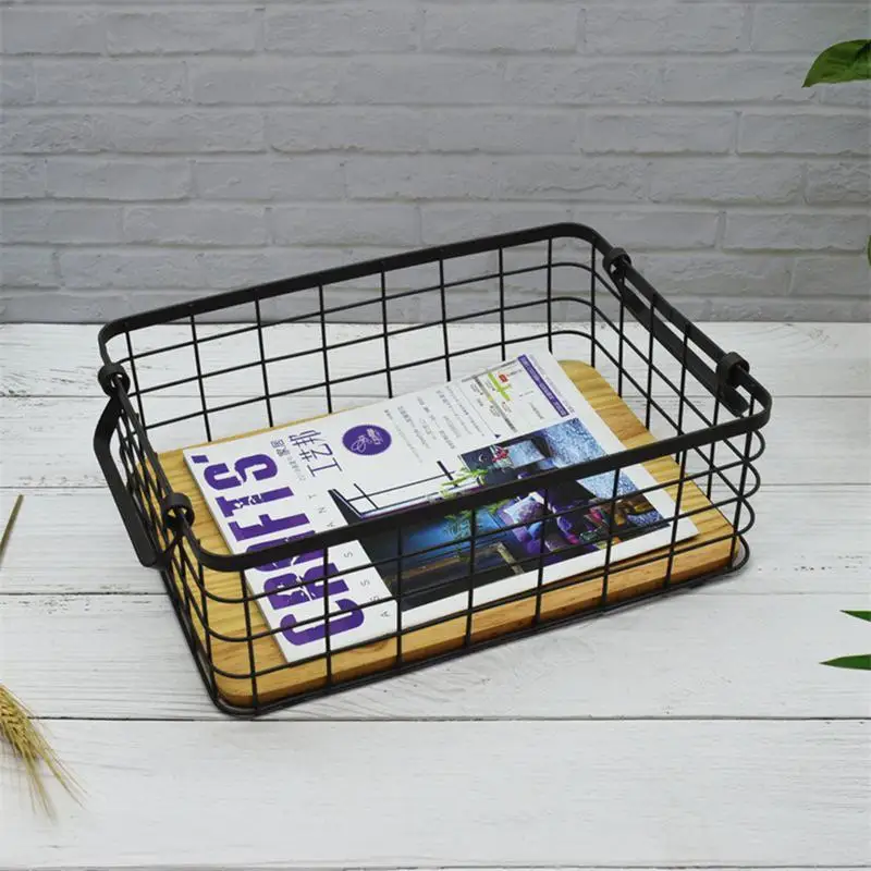 

Storage Basket Wrought Iron Storage Basket Simple European Desktop Storage Box Desktop Coffee Table Sundries Storage Basket