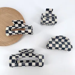 Black White Checkered Rectangle Hair Claw Clips For Women Girls Fashion Hair Clips For Styling Claw Clamps Hair Accessories