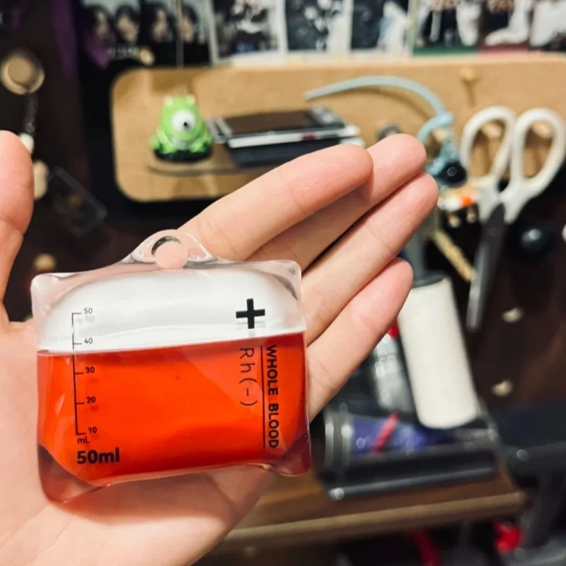 Bloedpakketten voor noodgevallen-S! Origineel Gn-product - Drip Bag-hoofdtelefoonhoesje - Origineel hoofdtelefoonhoesje Apple Airpods Vloeibare siliconen Hi
