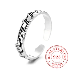 Real Money 925 Sterling Silver Vintage Note Music Finger Rings For Women Money 925 Wedding Party Jewelry Gift