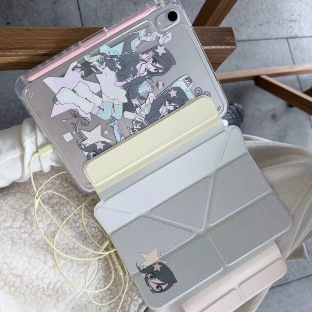 Korean Anime Girl College Style Y2K Tablet Case For iPad Pro 11 12.9 13 A16 M2 M4 M3 M5 5/6/7/8/9/10/11th Mini Air 3 4 5 6 Cover
