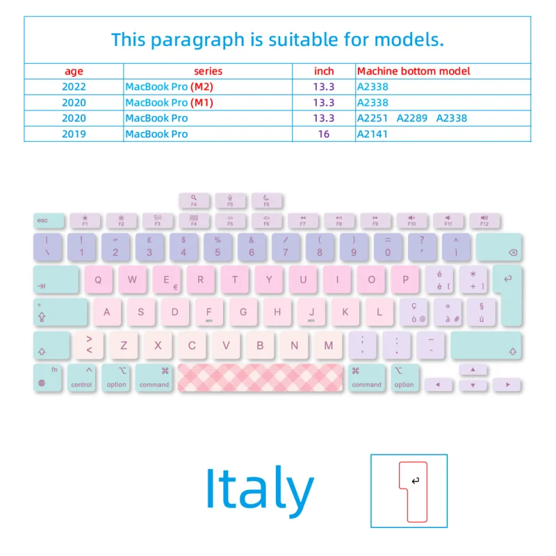 Suitable for (Italy) Apple MacBook Keyboard Sticker Button Sticker Simple and Cute Style Air (M2 M3 M4) Pro (13 14 15 16)