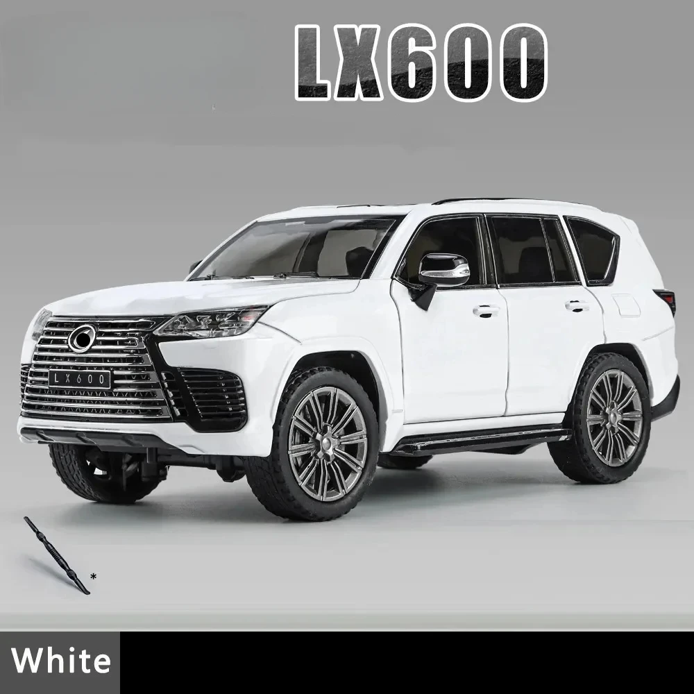 1:24 Alloy Car Model Sound And Light Pull Back Toy Car Off-Road Vehicle Simulation for Lexus Lx600 Boy Collection Decoration