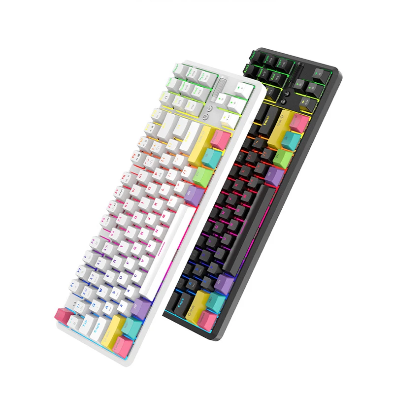 YYHC- Keyboard 87 Keys Hot Swappable Mechanical Keyboard Possess Bluetooth Wireless With Wired Link 3 Mode