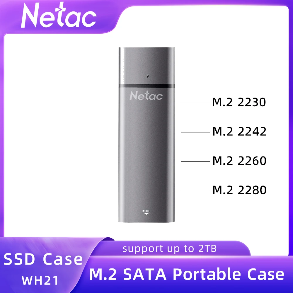 Netac SSD Case 2230 2242 2260 2280 HDD Enclosure M.2 SATA USB 3 Type-C SSD Case External Hard Drive Box WH21