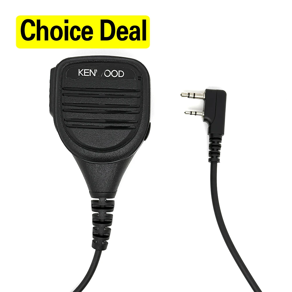 

Handheld Speaker 2-Pin PTT Mic Microphone K-plug Speaker with 3.5mm Earphone Jack for Kenwood TYT Baofeng Walkie Talkie