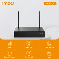 IMOU Wi-Fi Network Security System 8CH Wireless NVR 1080P Resolution Strong Metal Shell Conforms to ONVIF Standards