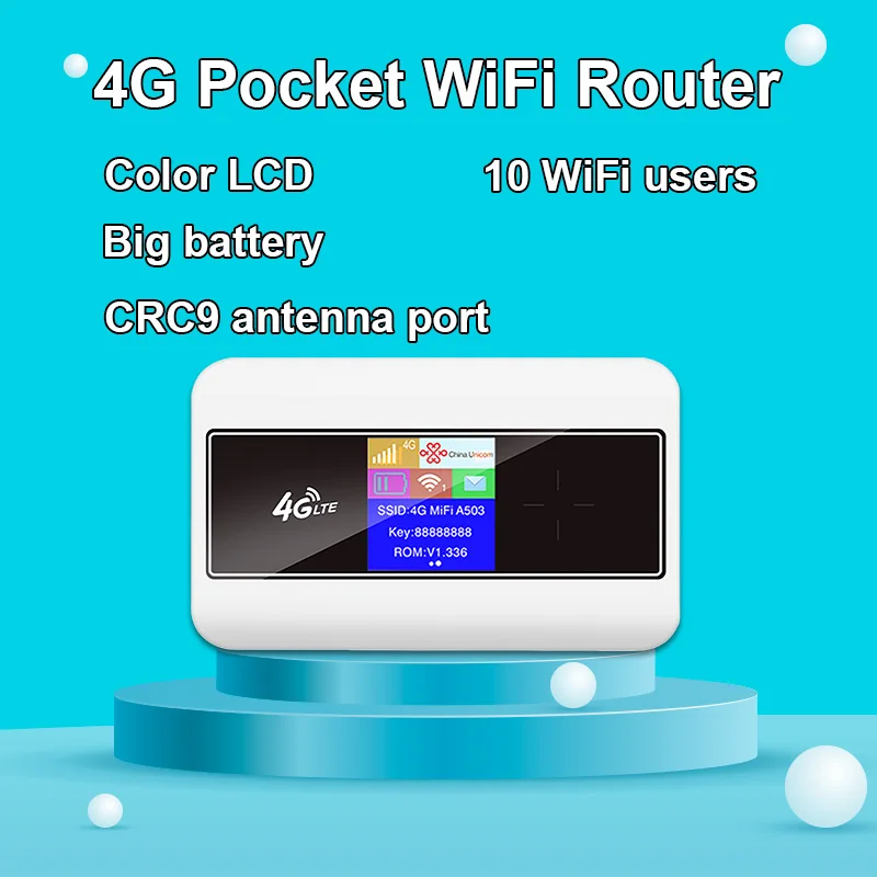 4G SIM card wifi router color LCD display lte modem Sim Card pocket MIFI hotspot 10 WiFi users built-in battery portable WiFi