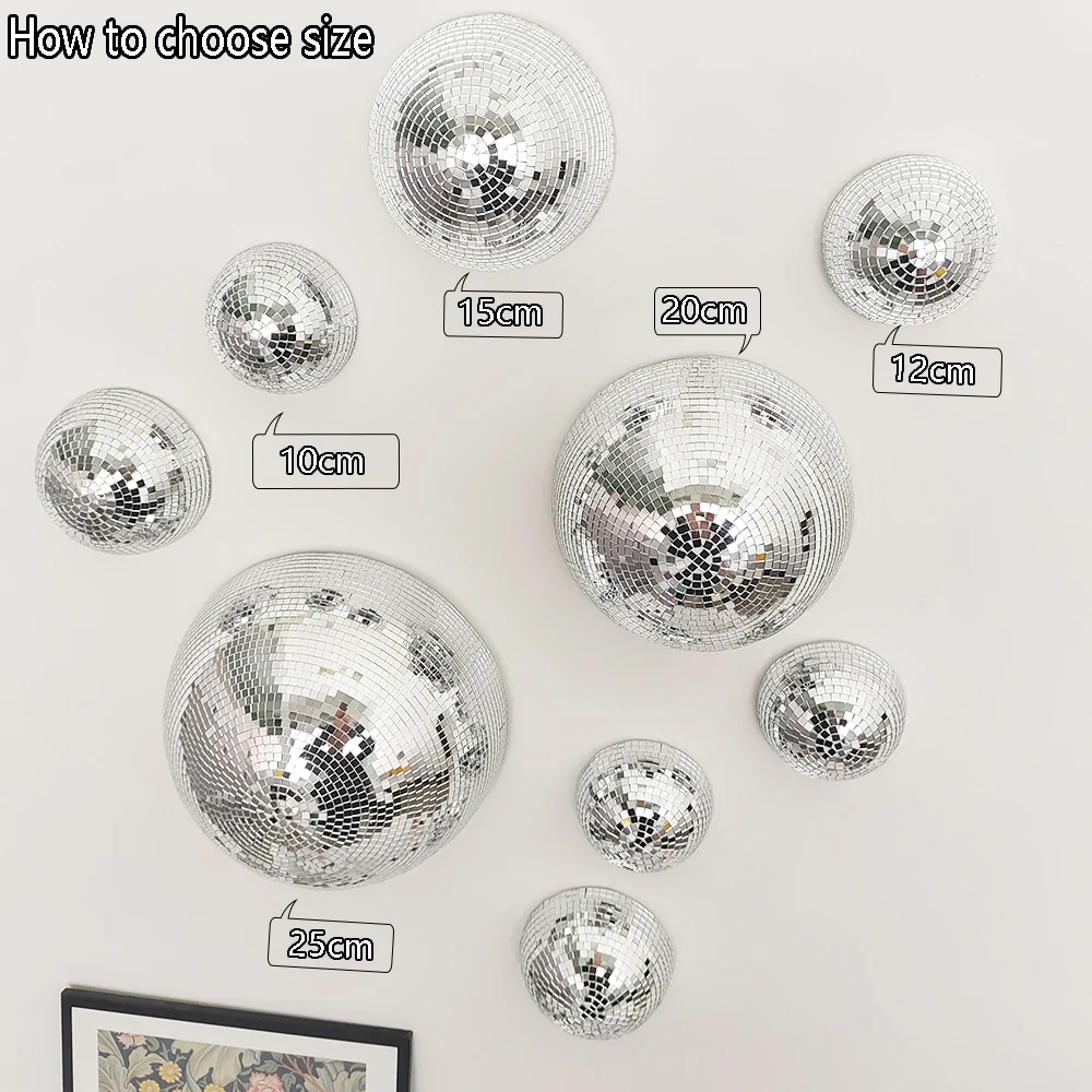 Wall Disco Ball Mirrored Designs Metallic Home Decor Mirror Ball Decoration For Wedding Disco Ball Semicircle Home Wall Art