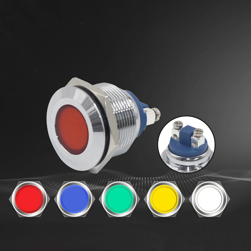 Imagen 4: ABILKEEN - Lote de 10 Luces Indicadoras LED de Metal de 19 mm, 3~220 V, Lámpara Piloto de Señal LED con Terminal de Soldadura/Tornillo de 2 Pines, IP65 Impermeable