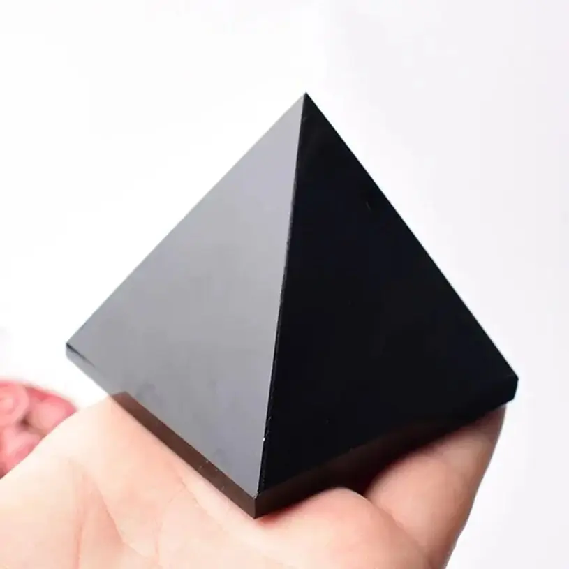 Natural Obsidian Pyramid Reiki Energy Stone Decorative Tabletop Decoration Living Room Mineral Triangle Meditation Gift