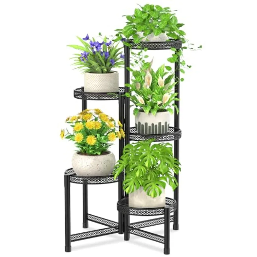 

Plant Stand Indoor Outdoor 5 Tier Corner Metal Flower Display Holder Shelf Easy Assembly Folding Tall Orchid Rack f