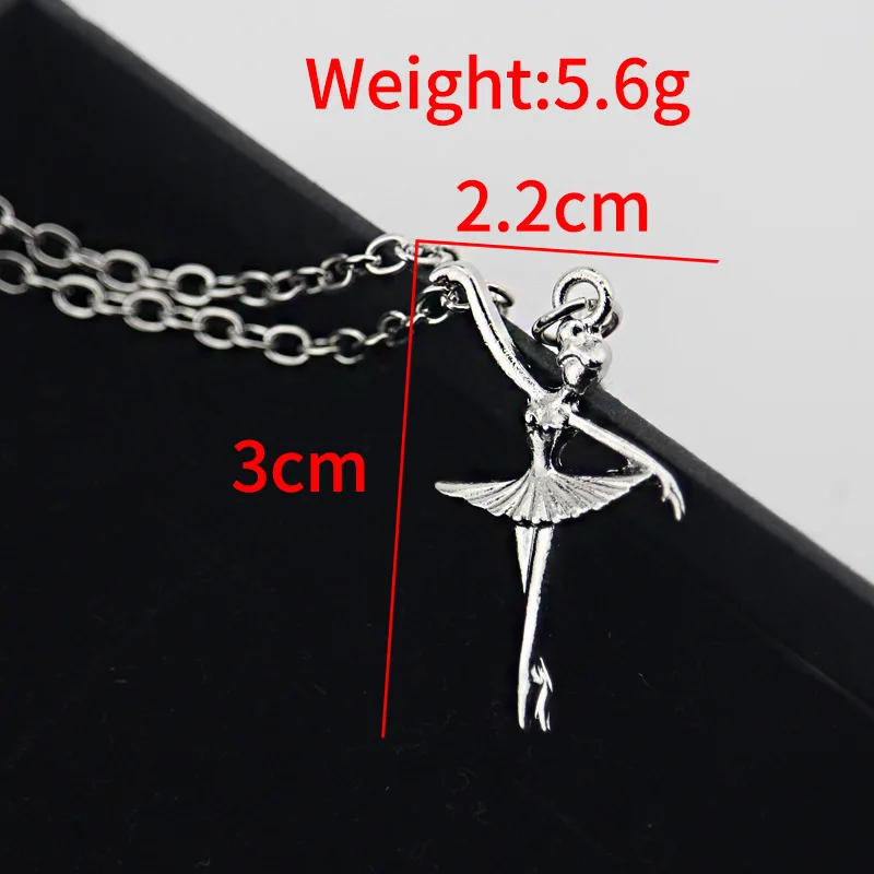 Romantic Ballerina Necklace Sliver Color Ballet Pendant Choker Metal Charm Surprise Jewelry Gift for Dancer Girls Women