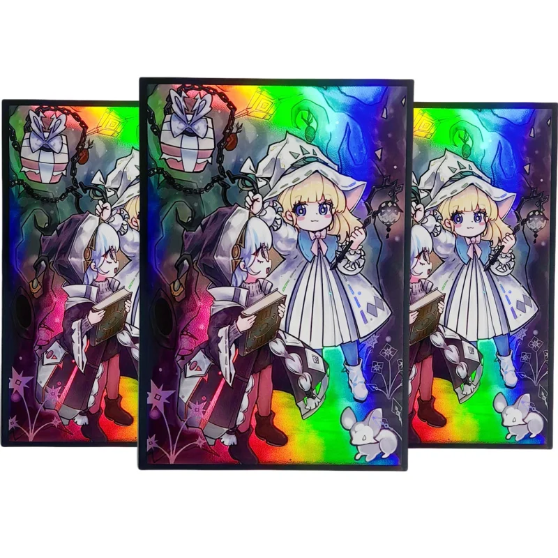 50Pcs/Set Yu Gi Oh Cards Sleeve White Woods Risette Asteria Anime Game Laser Version Colorful Card DIY Toy Gift Protective Cover