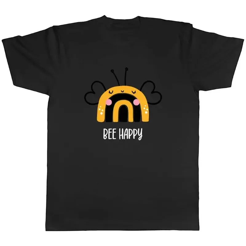Bee Happy Mens T-Shirt Bumblebee Happiness Unisex Tee Gift