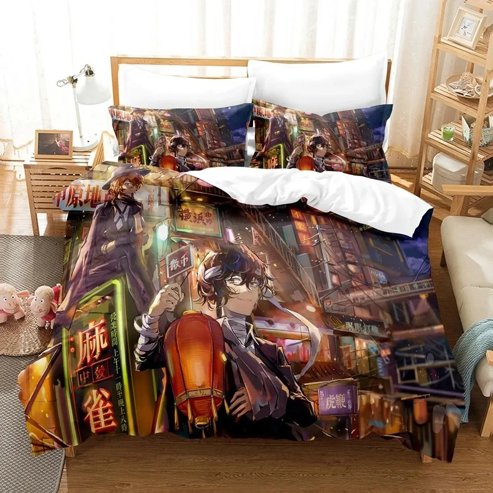 

3D Anime Bungo Stray Dogs Bedding Set Double Twin King Duvet Cover Comforter Pillowcase Boys Girls Adults Bedroom Home Textiles