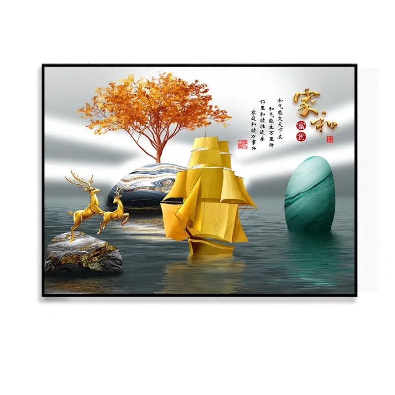Meter Box Decorative Painting – Flip-Up Cover, Landscape Art, Crystal Film, PS Frame, Hides Electric Panels, Multiple Sizes (40x30cm To 70x50cm)