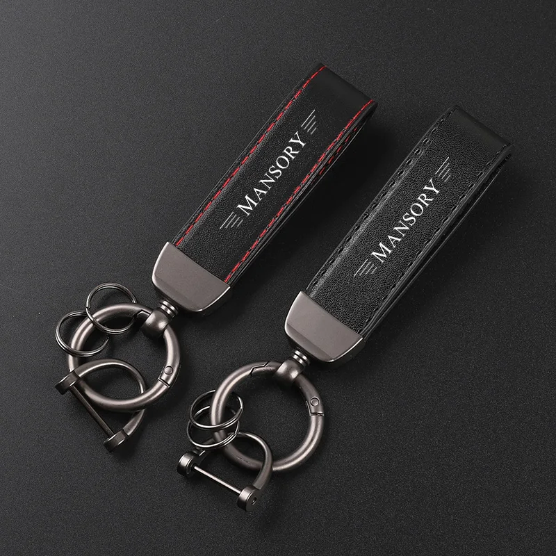 Deluxe Leather Keychain with Car Badge Keychain Pendant For Mansory 