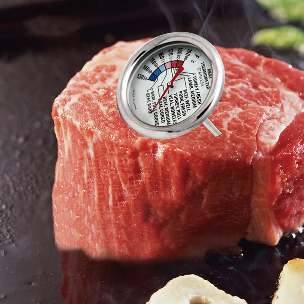 

Stainless Steel Meat Thermometer Kitchen Tool Beef Temperature Probe Pointer Food Grade Waterproof Easy Clean Accurate