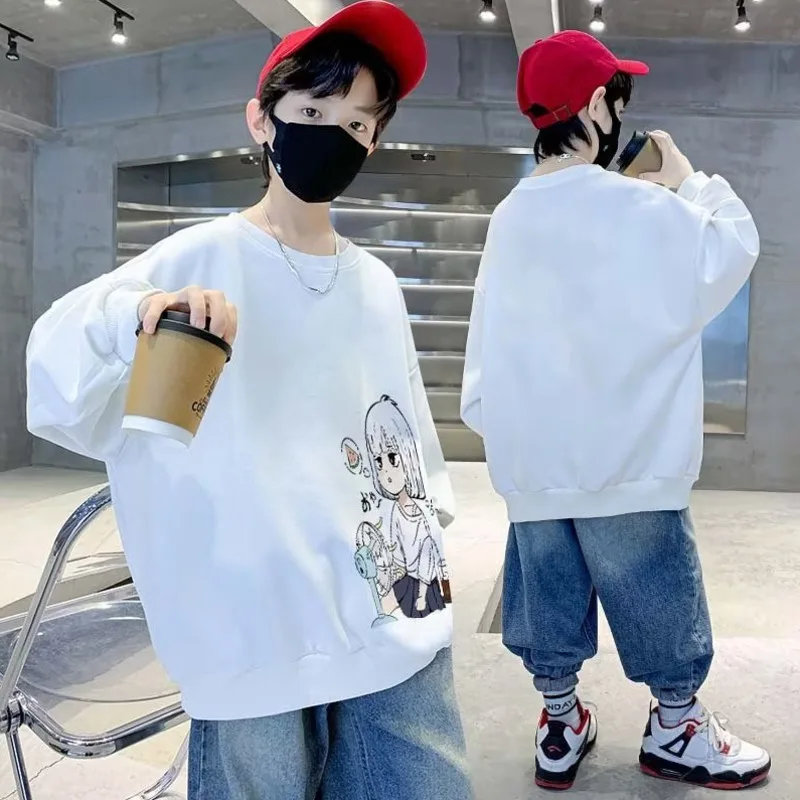 

Boys' Sweater Spring And Autumn Style New Mid Sized Children's Autumn Top Boys' Autumn Bottom Shirt Fashionable And Fashionable