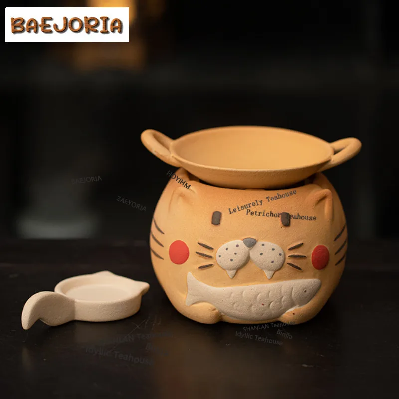 BAEJORIA Cute Kitten Aromatherapy Wall Stove Incense Holder Incense Smoke Waterfall Incense Burners Consecrate Censer Teaware