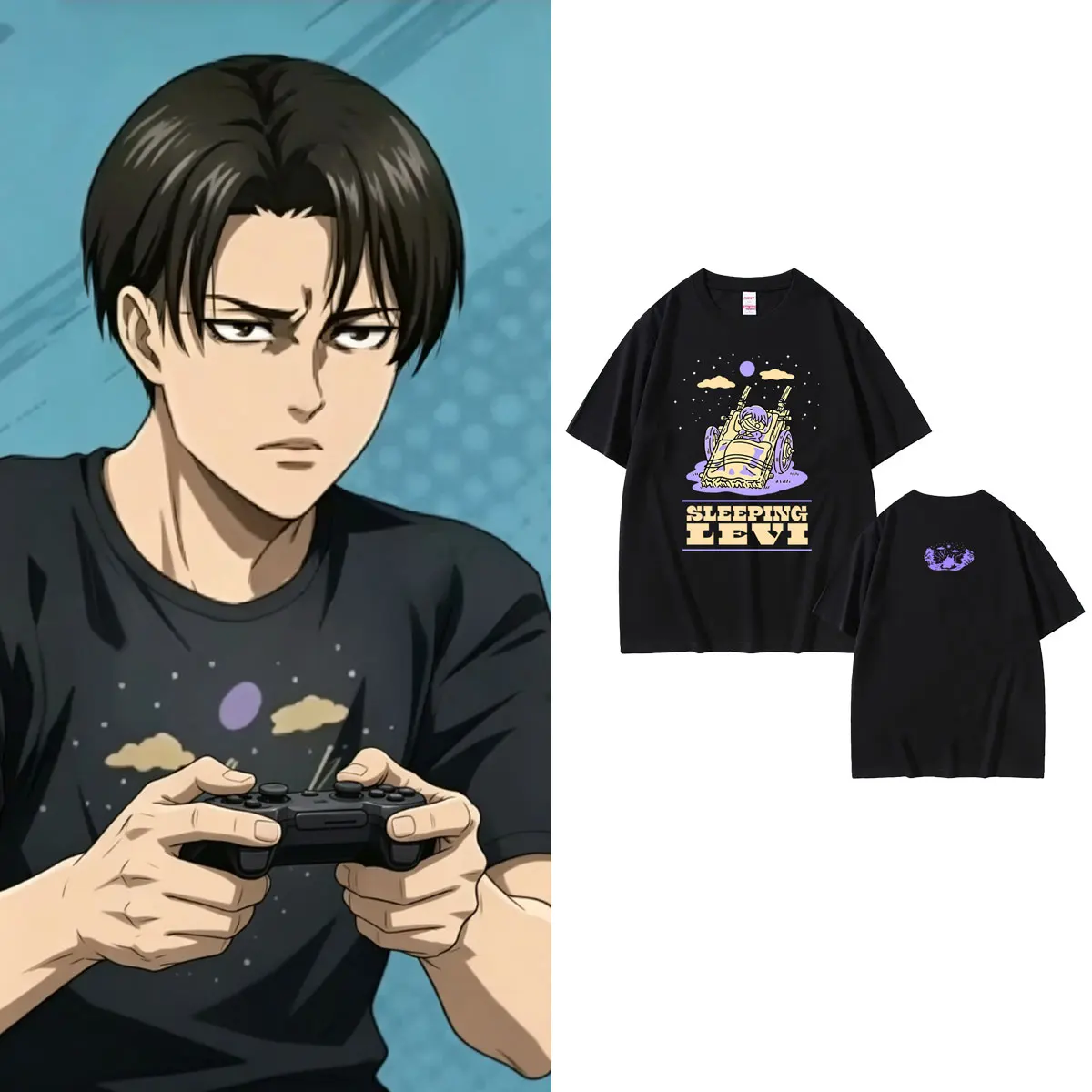 Anime Attack on Titan Levi Ackerman Same Style T-shirt Men Women Manga Casual Humor T-shirts Male 100% Cotton Oversized T Shirts
