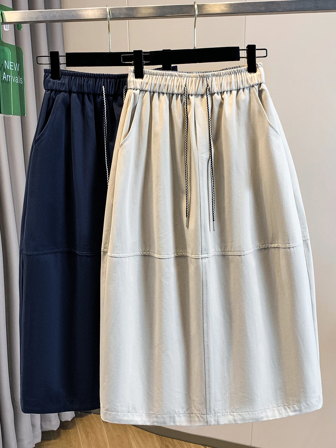 

Spring Workwear Loose Elastic Waist A-Line Midi Skirt Color Fashionable plus Size Women's Clothing Versatile Casual Cot...