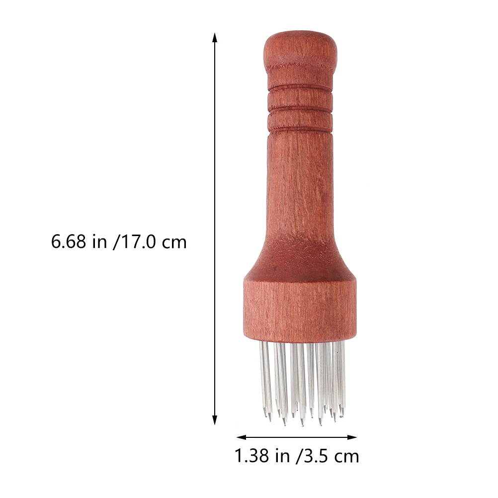 

2 pcs Wooden H Meat Tenderizer Stainless Steel Needles Steak Pounding Tool Home Cooking Tenderizing Injector