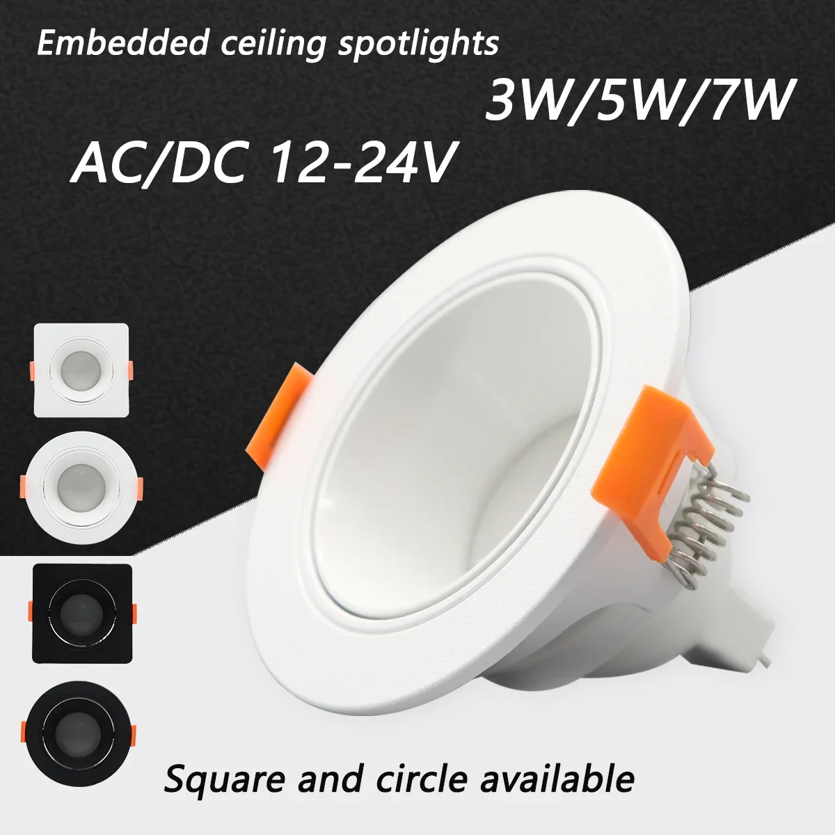 

10pcs DC12V 24V Downlight Energy saving Ceiling Spotlights LED 3W 5W 7W Angle adjustable rotating indoor lighting white color