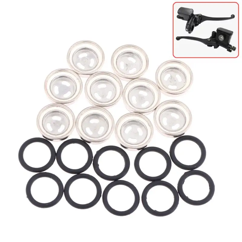 10Pcs Motorcycle Brake Master Cylinder Sight Glass Set Hydraulic Oil Reservoir Window Replacement for DIY Bike Repair