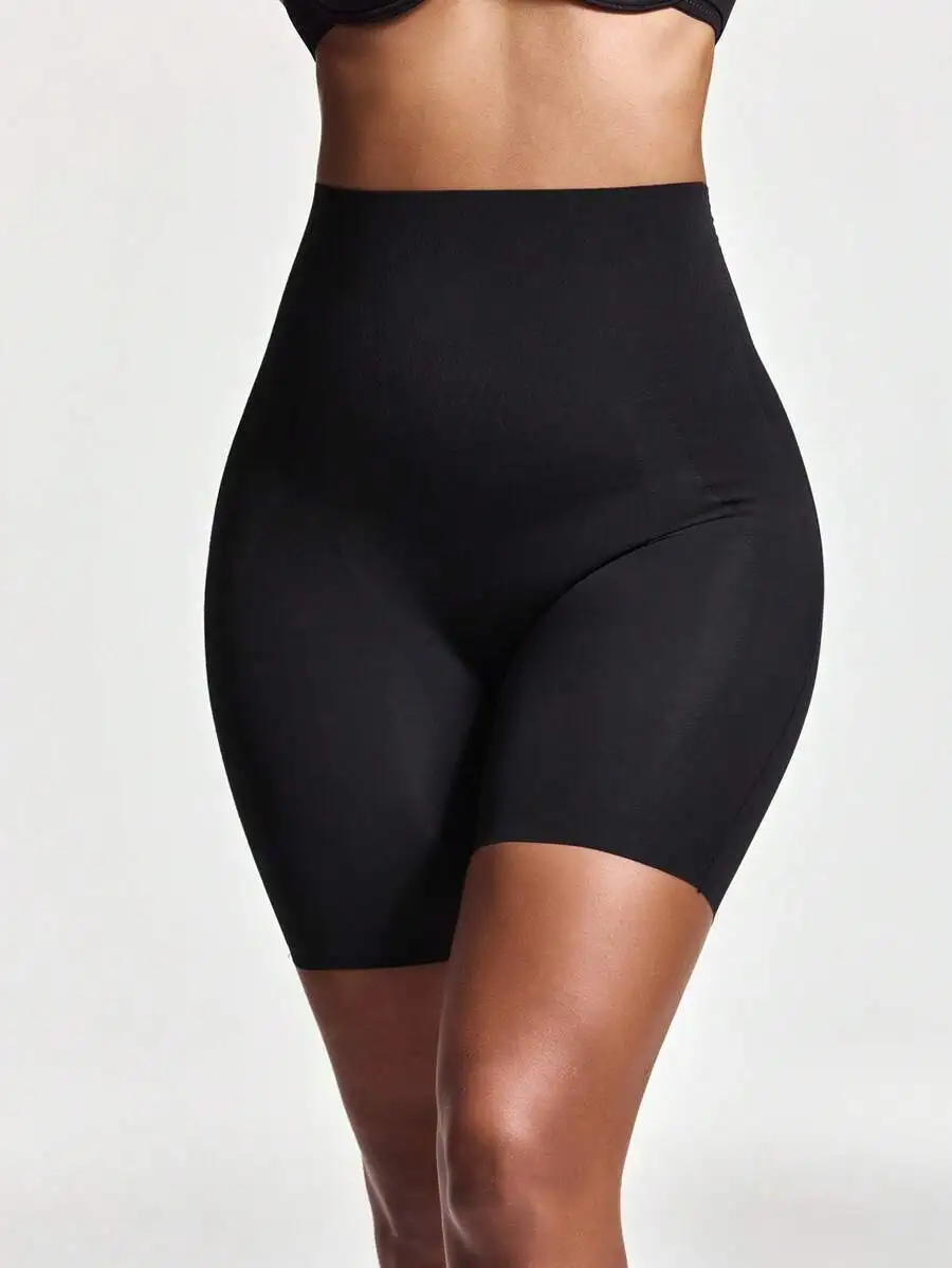 High-Waisted Solid Color Body Shaping Shorts For Women