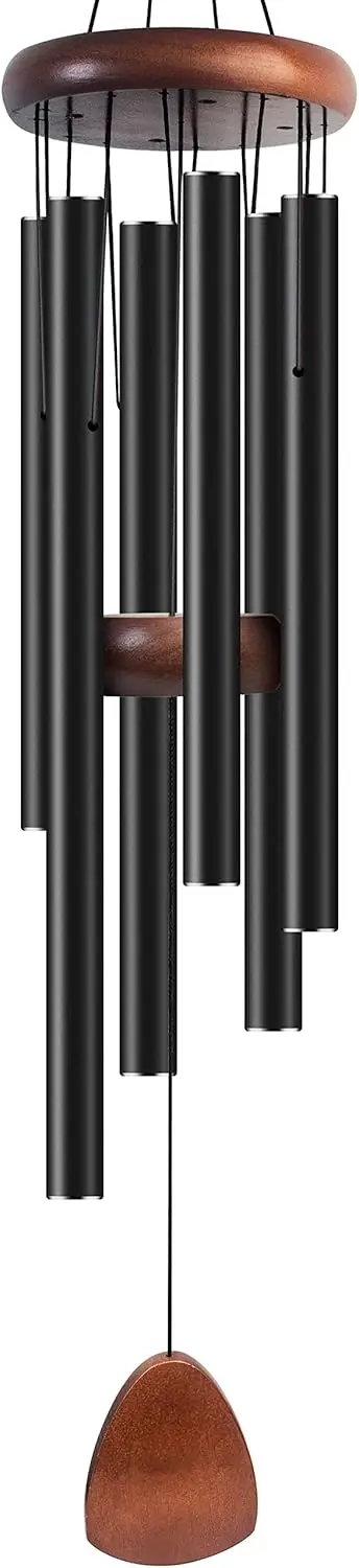 37-inch black wind chime with wind catcher, aluminum wind chime, creating a Zen vibe perfect for outdoors, gardens, and patios