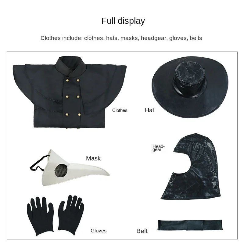 هالوين القرون الوسطى Steampunk نمط الطاعون الطبيب زي الطيور منقار الغراب قناع منقار طويل زي تأثيري ازياء