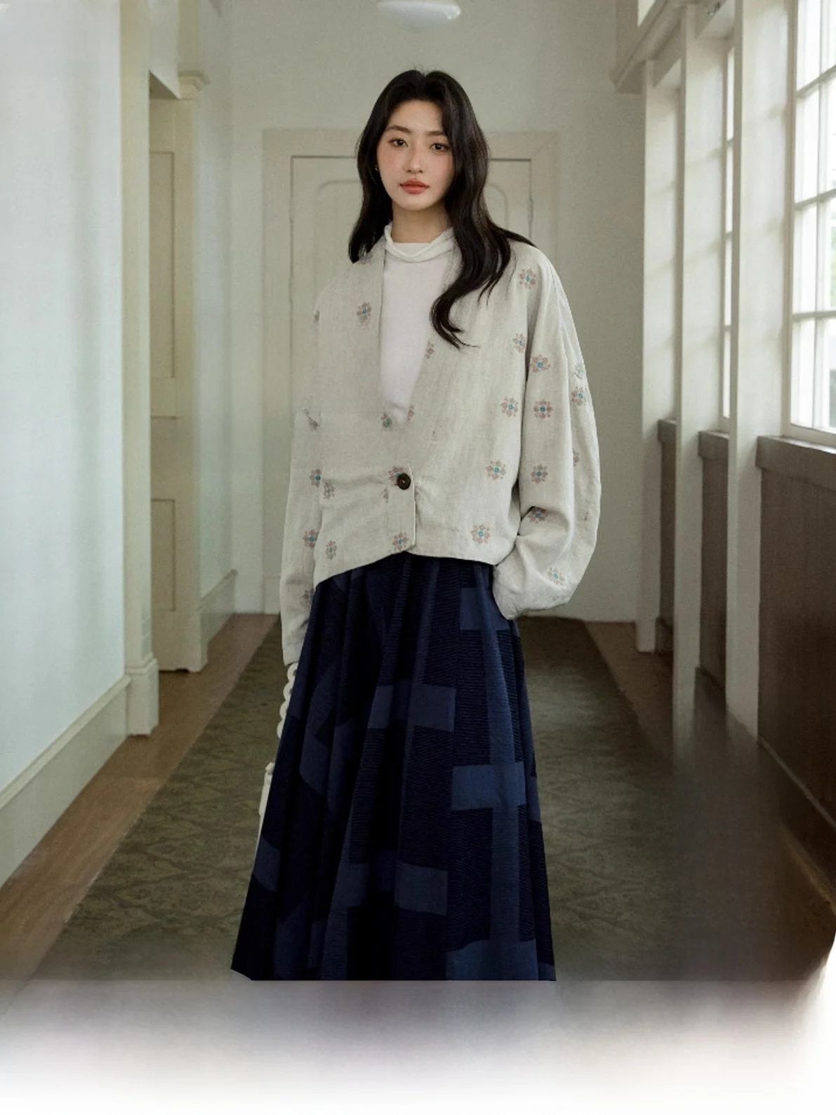 

Юбка женская хлопковая А-силуэта с высокой талией, свободного кроя, в стиле ретро, средней длины, для весны, лета и осени, модная, немнущаяся