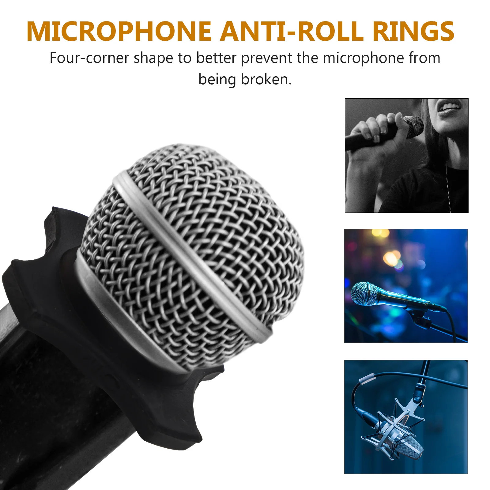 

10 Pcs Rubber Microphone Anti Rolling Rings Durable Shockproof Holder Prevent Drop Suitable KTV Party Conference Stage