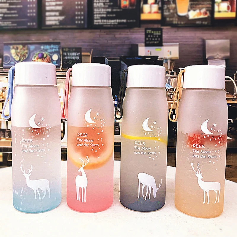 560ml Sports Water Bottle Plastic Portable Drinking Cup Frosted Leakproof Drop-proof Shaker Mug Travel Water Bottle for Outdoor