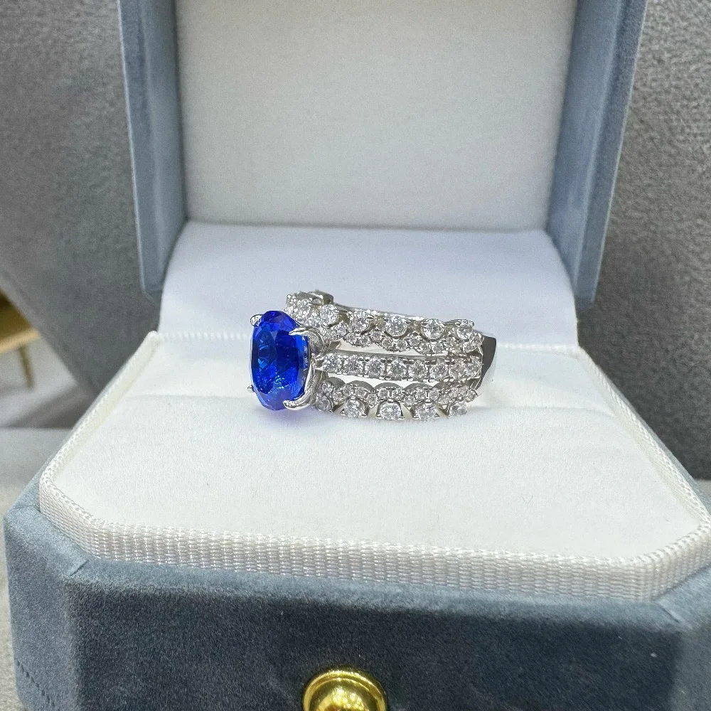 

Luxury Sparkling 7x9mm Lab Grown Spinel Women's Ring - 925 Sterling Silver Engagement Ring & Wife Wedding Band Jewelry Gift