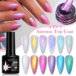 LILYCUTE 7ML Green Auroras Top Coat Sparking Auroras Gel Nail Polish Fairy Nail Art Vernis Semie Permanent UV Gel Top Coat