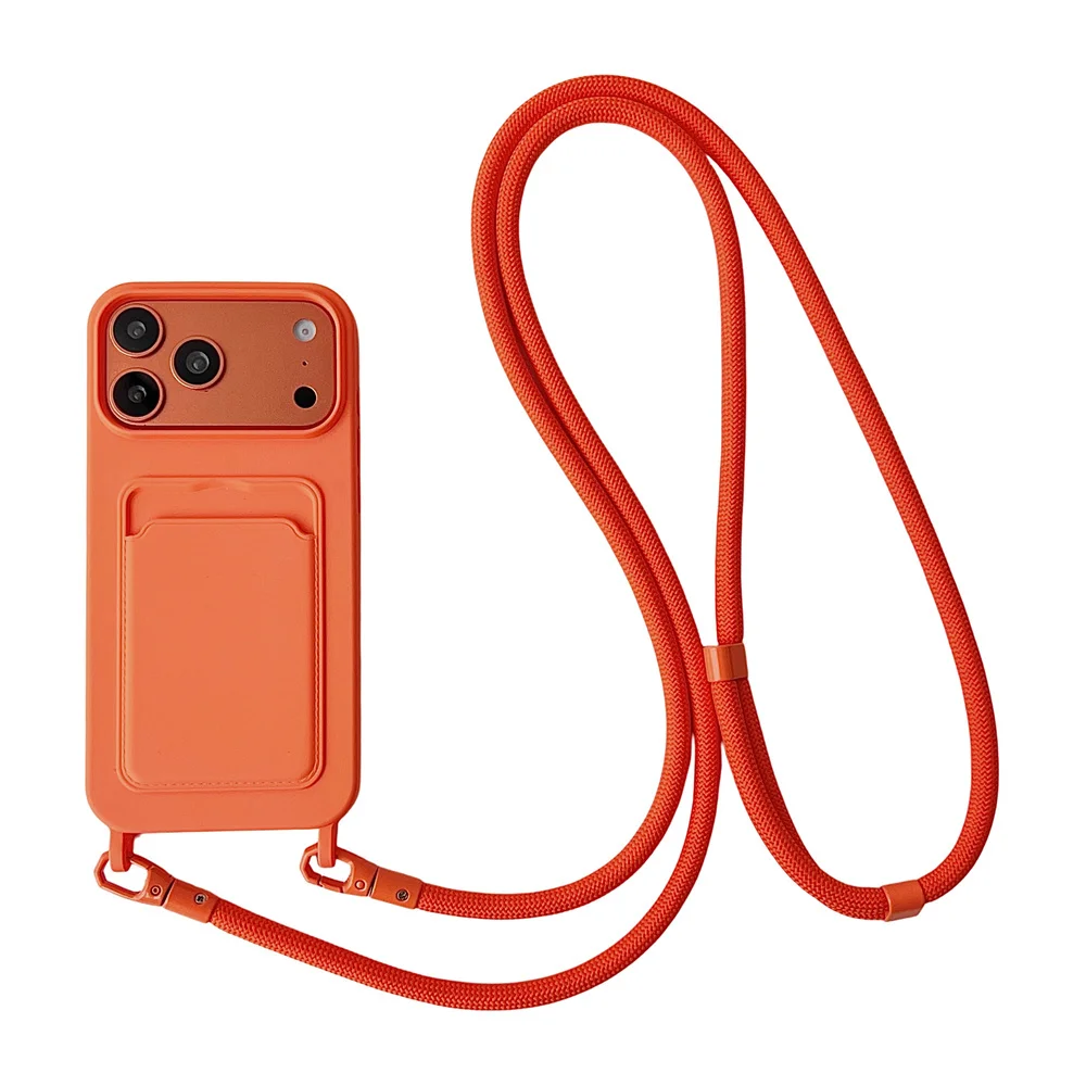 Umhängetasche Halskette Lanyard Slot Karte Tasche Halter Telefon Fall für iPhone 17 16 15 14 13 Pro Max 17 Pro Einfarbig Matte Soft Cover