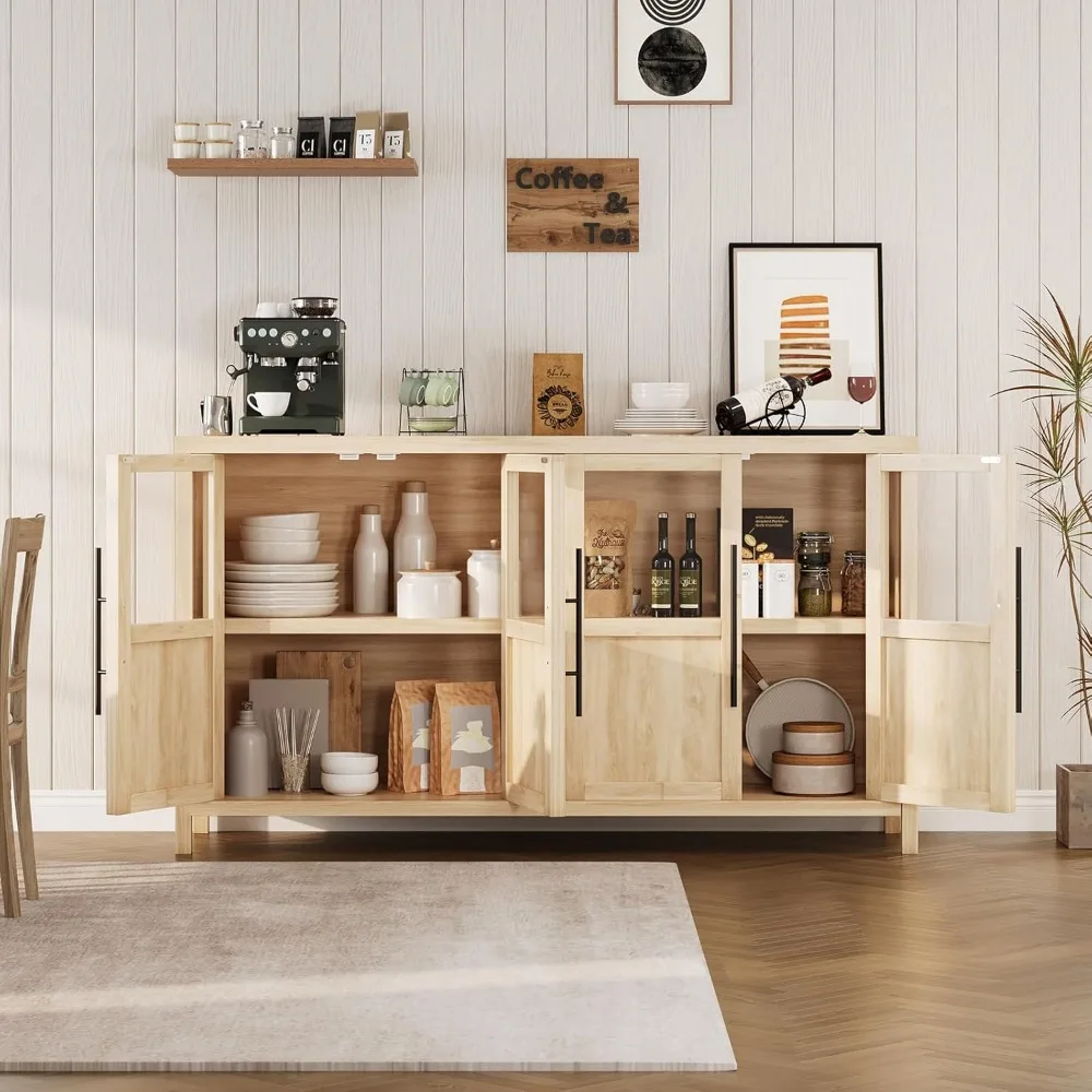 Sideboard mit Glastür, Buffetschrank, 55 hoch, Präsentationsmöbel für Küche, Esszimmer, Kaffee- und Weinbar