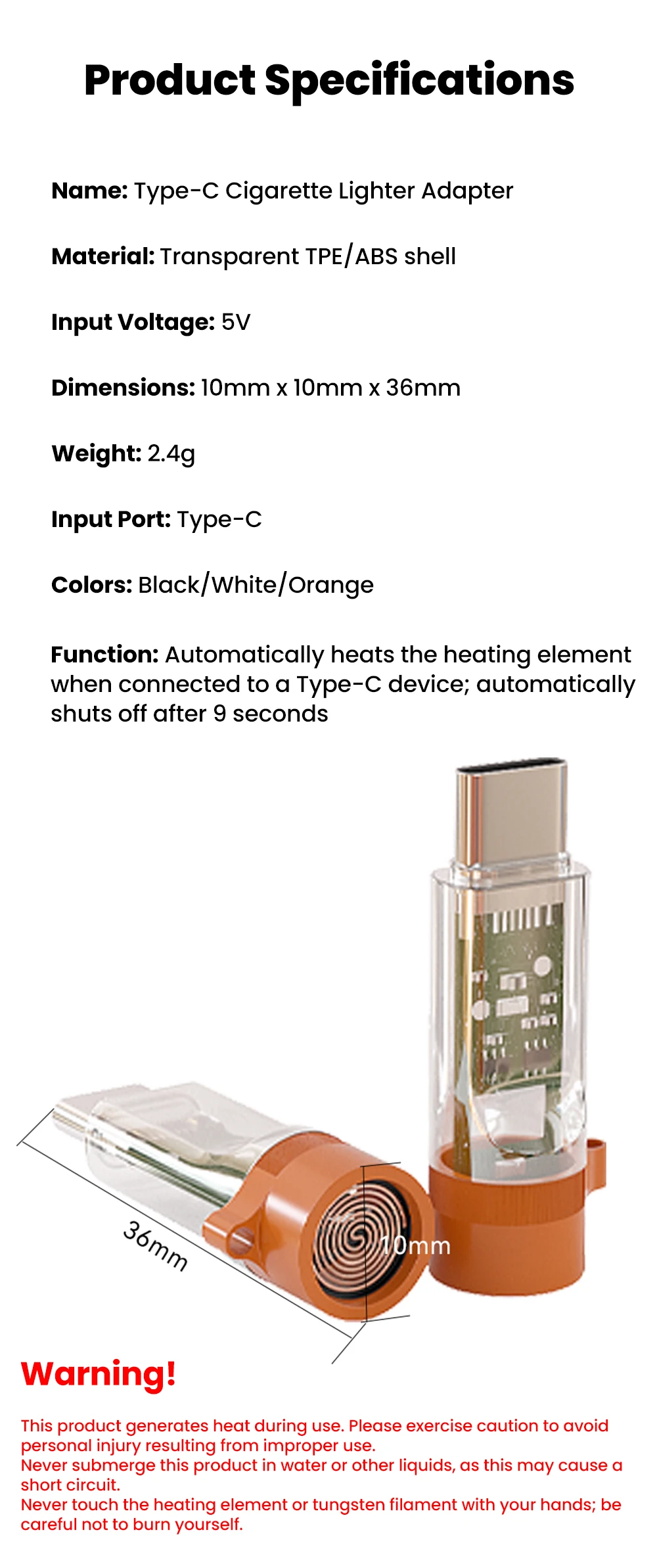 Tragbarer Mini Typ-C Handy-Zigarettenanzünder-Adapter, Windfester Outdoor-USB-C-Zigarettenanzünder für iPhone 15 16 17 – Detail 8