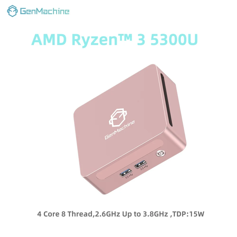 GenMachine Mini PC AMD Ryzen 3 5300U Windows 11 Ryzen 3.7GHz DDR4 16GB DDR4 512GB PCIe 3.0 Wifi6 pc gamer Computer da gioco fai da te