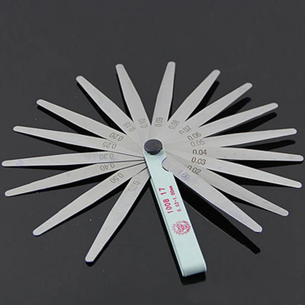 0.02 To 1 mm 17 Blade Stainless Steel Thickness Gap Metric Filler Feeler Gauge Measure Tool for Feeler Gauge Valve Shim