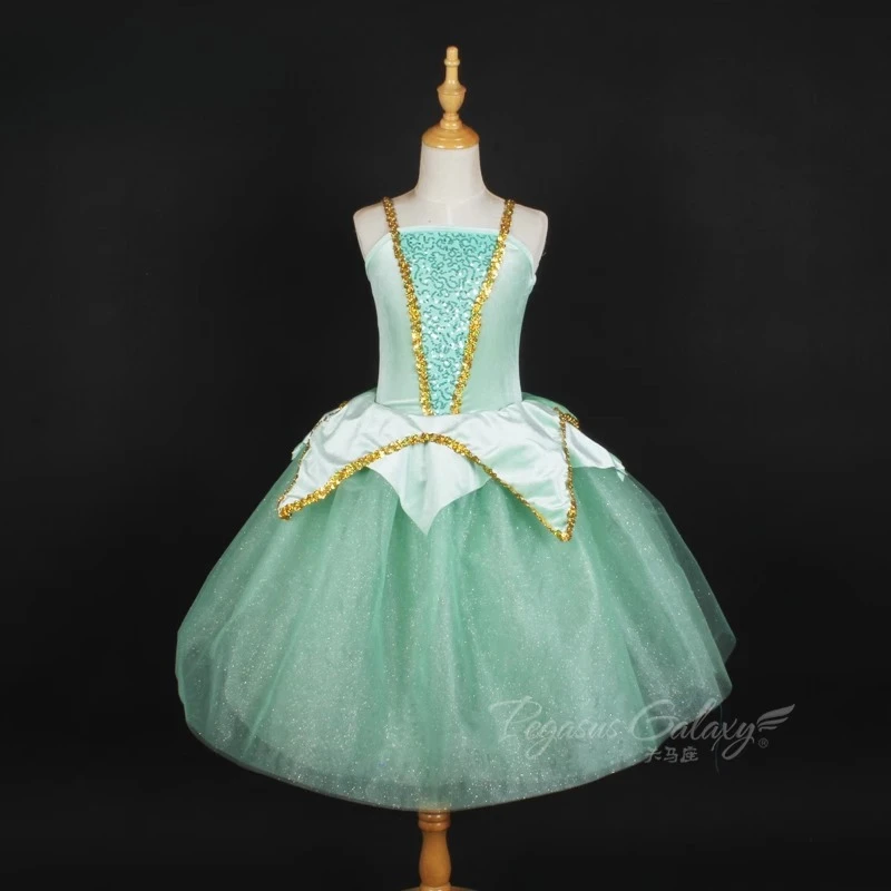 

Girl Ballet Tutu Dress Children Ruffle Stage Performance Dancewear Sequined Stage Shows Dresses Kid Ballet Sleeveless Dance Wear