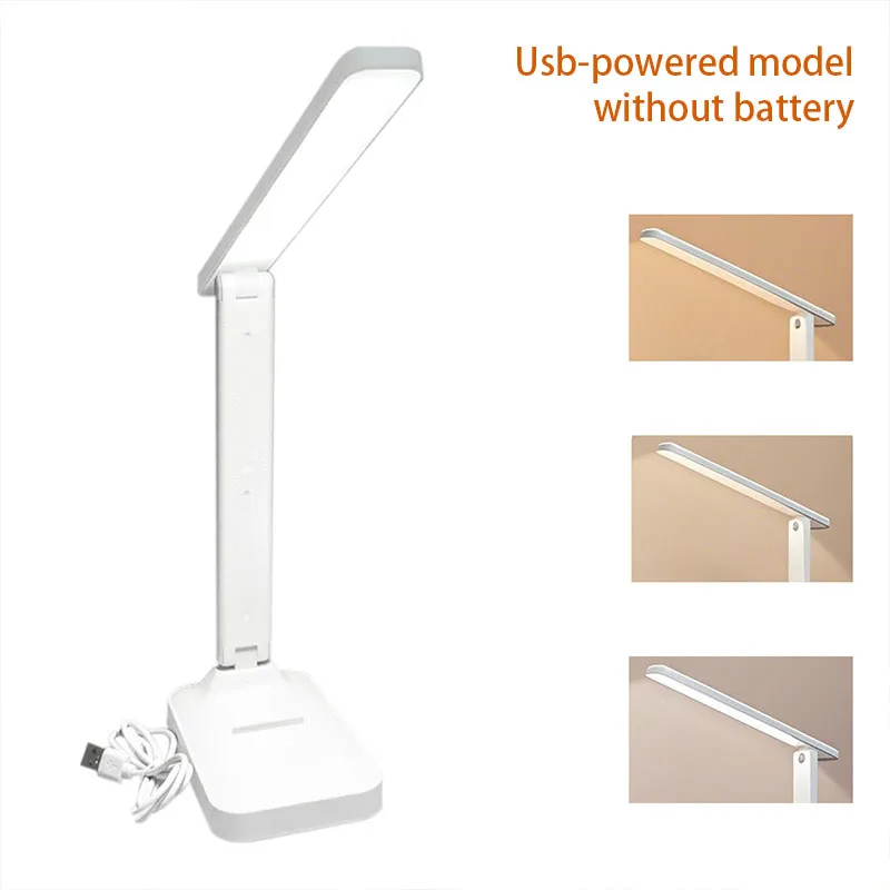 LED Touch Switch White Folding Desk Lamp Bedroom Bedside Study Reading Eye Care Night Lamp USB Plug-in Dimmable White Desk Lamp