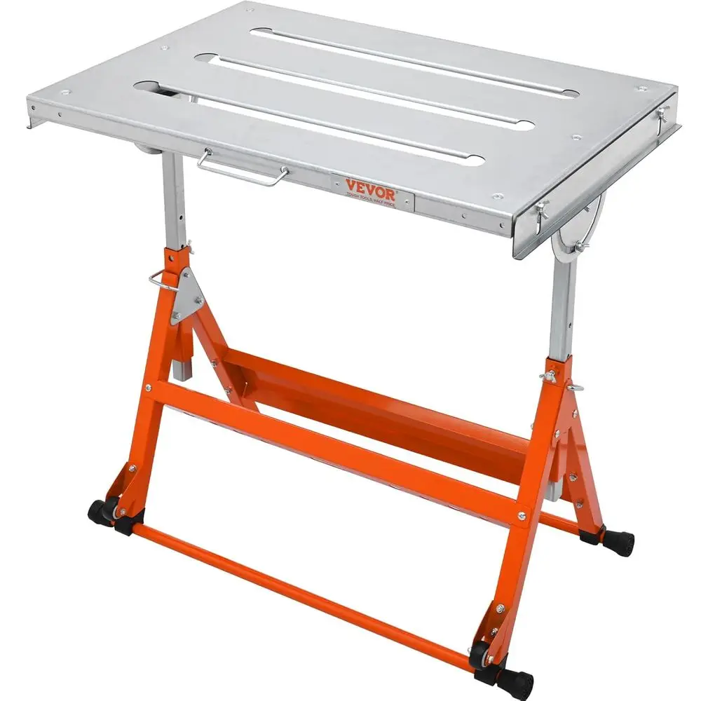 Welding Table oldable 30"x20", Welding Workbench Table 400lbs Load acity Steel on Wheels, Work Bench Adjustable Height with 3 An